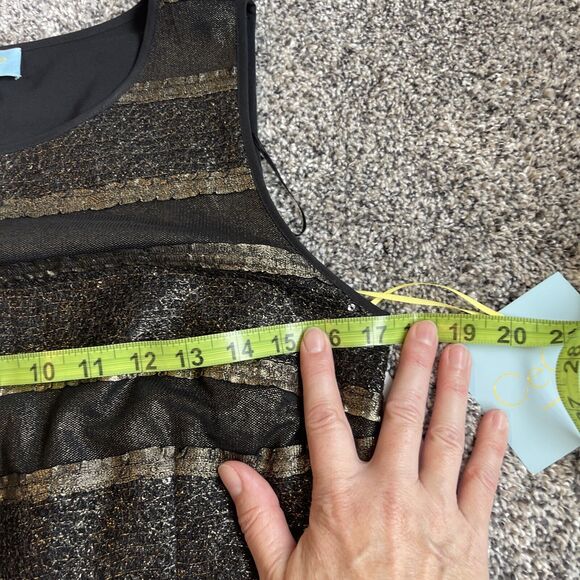 Cece Cynthia Steffe Black Gold Metallic Lined Jubilee Gems Peplum Top Sz 4 NWT - Picture 4 of 9